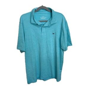 Vineyard Vine Teal Blue Performance Polo Size Large Men's Golf Boating Casual